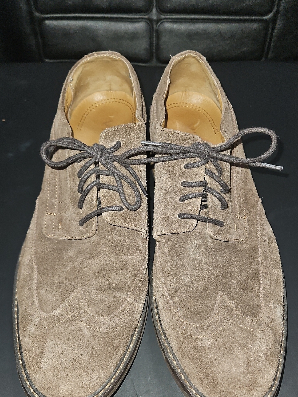 Vionic Men's Suede Lace-Up Oxfords in Taupe Brown Size 10.5